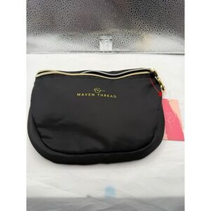 Maven Thread Black Nylon‎ Cosmetic Bag Zipper Pouch Gold Accents